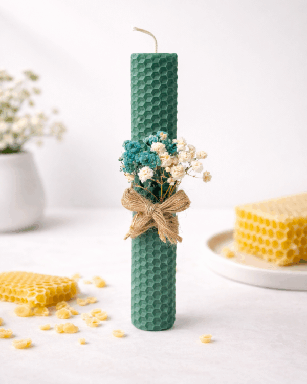 Λαμπάδα Μελισσοκέρι Γαλαζοπράσινο